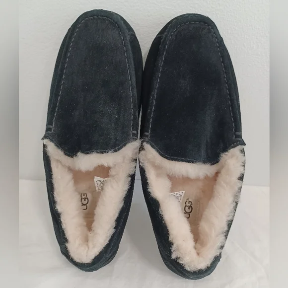 Ugg Slippers Loafers Moc Black Suede Leather Men's Size 11 - Picture 8 of 12